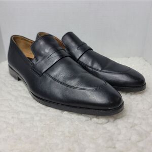 Boss Hugo Boss Eastside Mens Penny Loafer Size 12 Black Leather Apron Toe Shoes